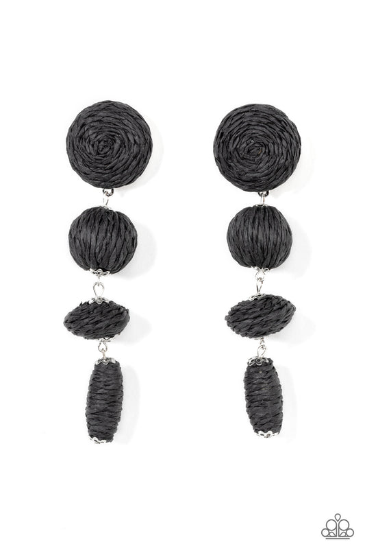 Twine Tango - Black - Paparazzi Earrings