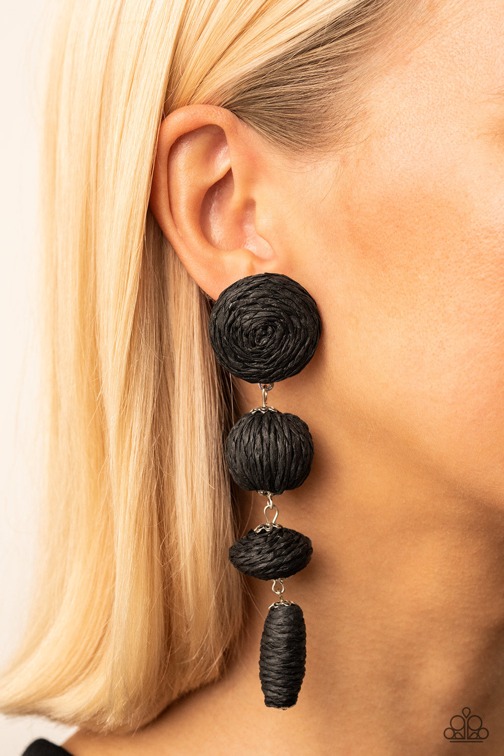 Twine Tango - Black - Paparazzi Earrings