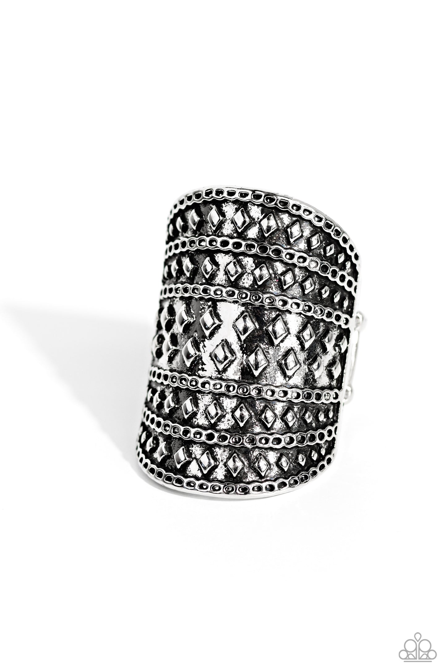 Diamondback Bravado - Silver - Paparazzi Ring