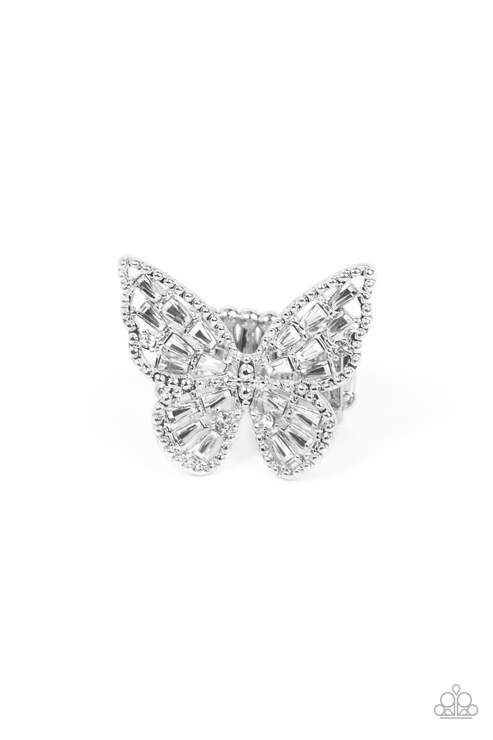 Bright-Eyed Butterfly - White - Paparazzi Ring