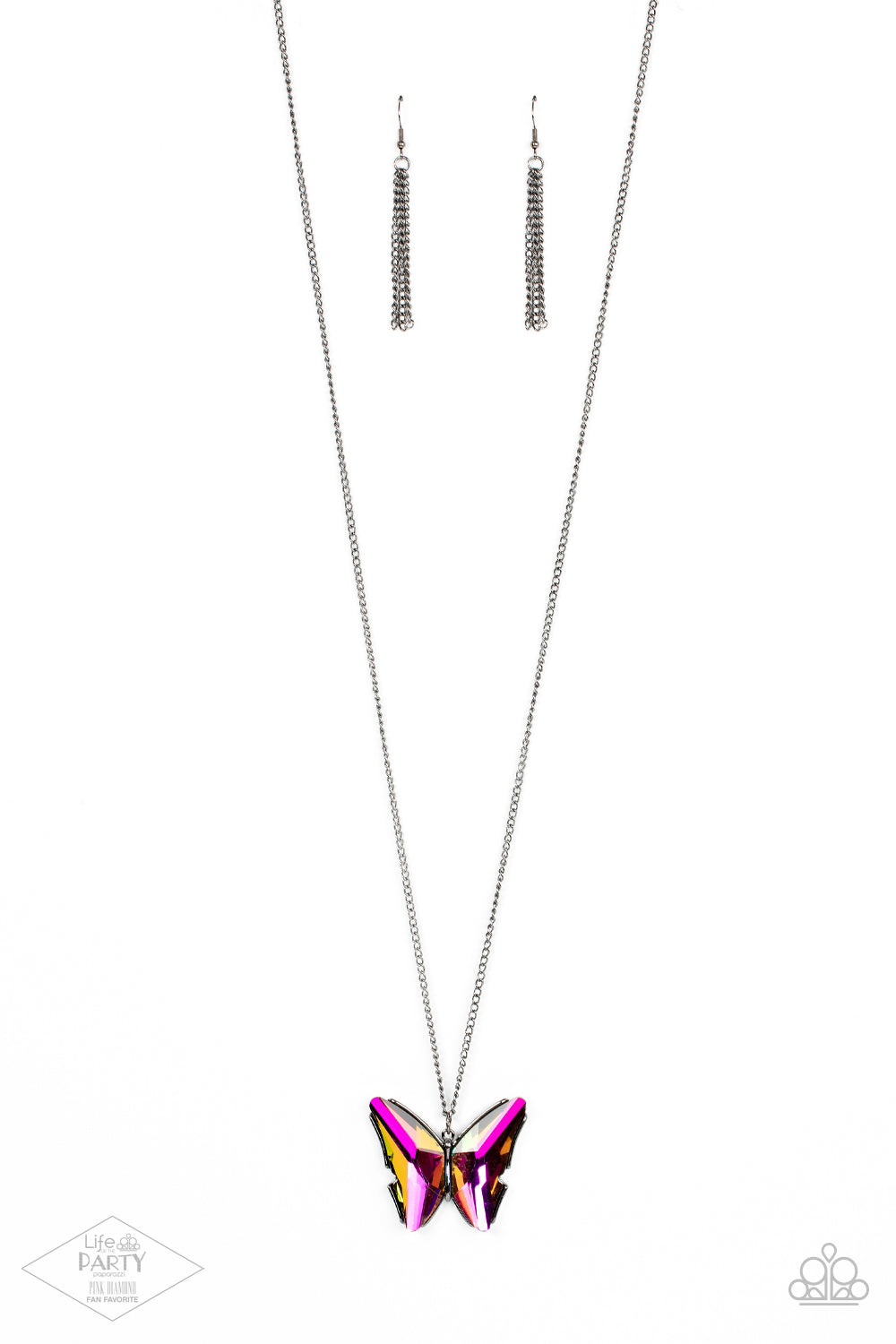 The Social Butterfly Effect - Multi - Paparazzi Necklace (2021 Life of the Party Pink Diamond)