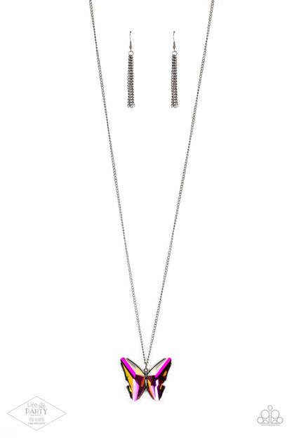 The Social Butterfly Effect - Multi - Paparazzi Necklace (2021 Life of the Party Pink Diamond)