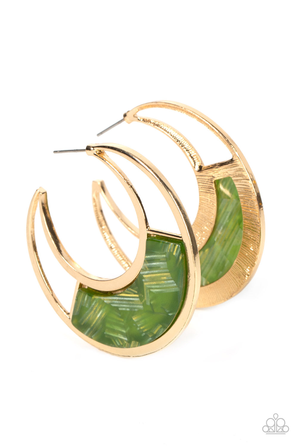 Contemporary Curves - Green - Paparazzi Earrings