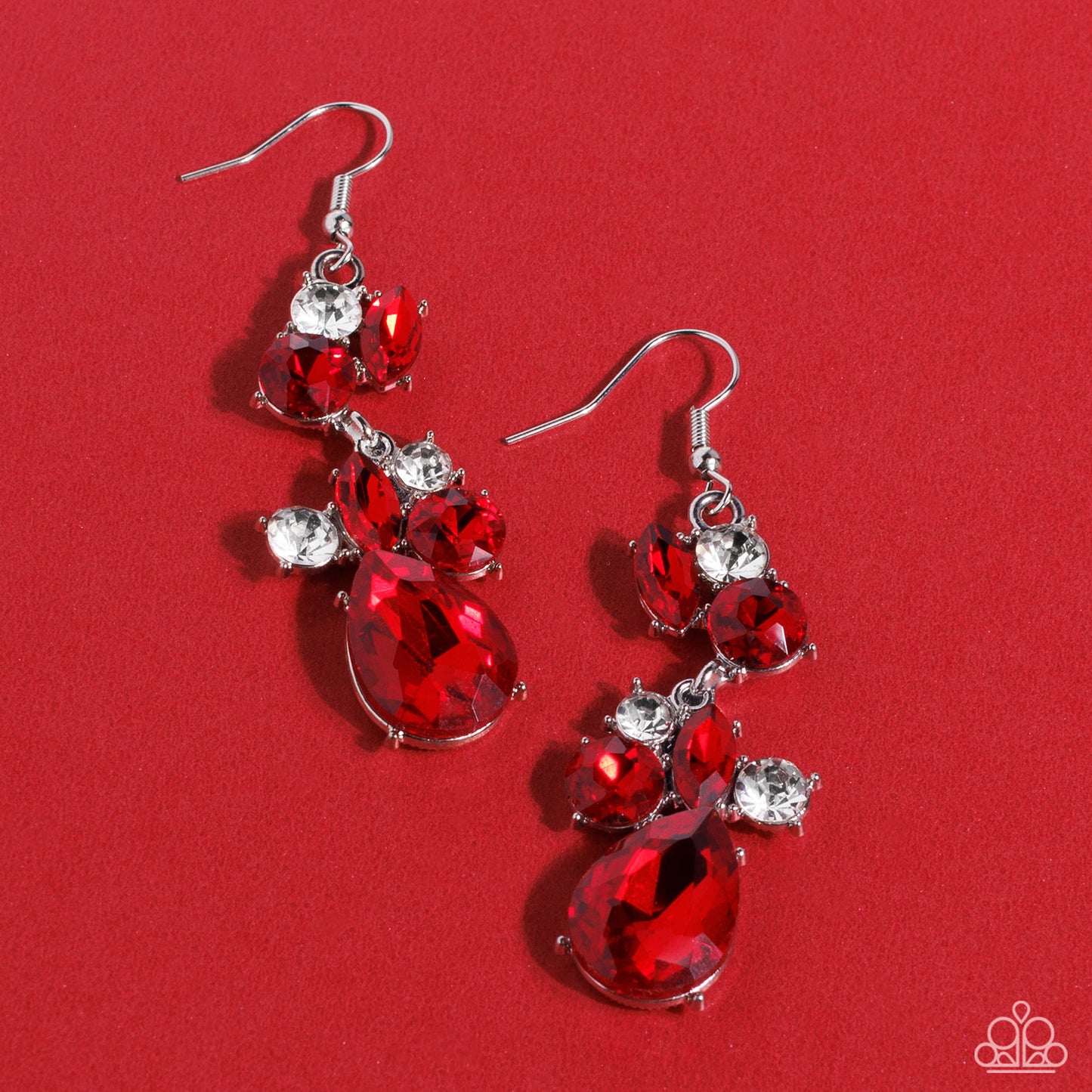 Rhinestone Reveler - Red - Paparazzi Earrings
