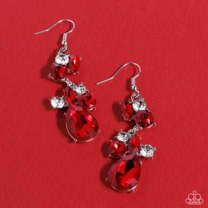 Rhinestone Reveler - Red - Paparazzi Earrings