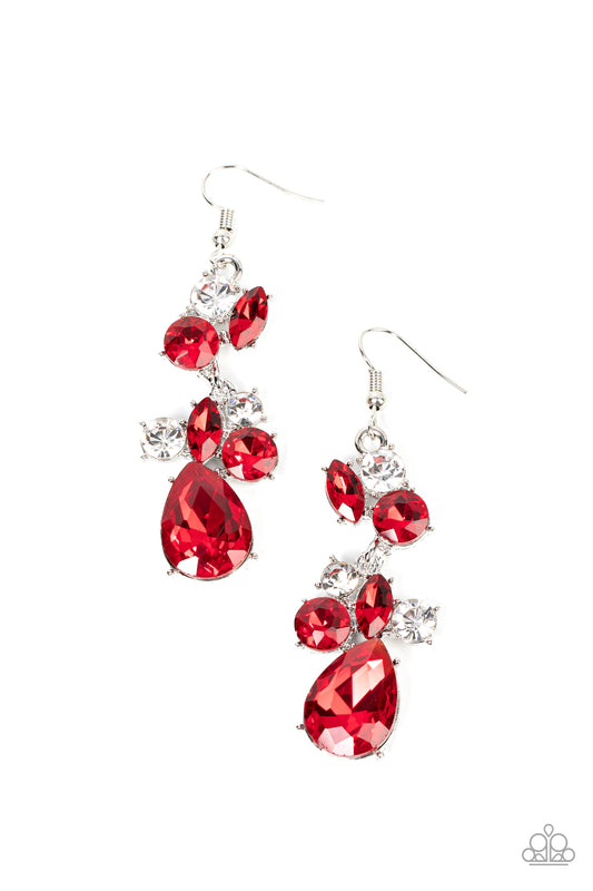 Rhinestone Reveler - Red - Paparazzi Earrings