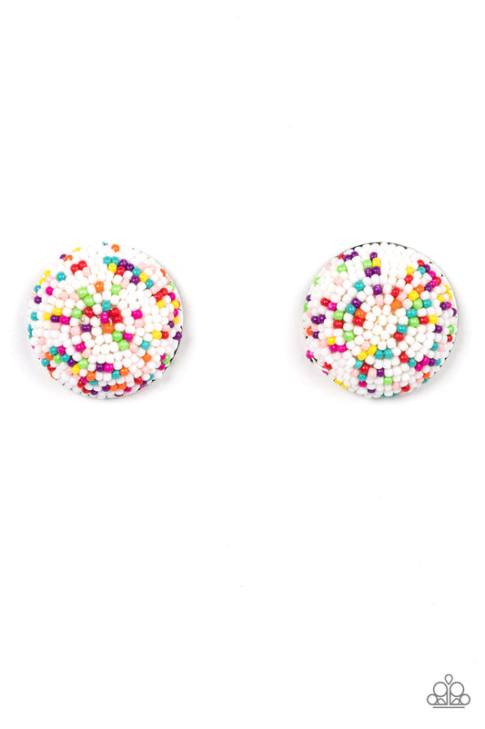 Kaleidoscope Sky - White - Paparazzi Earrings