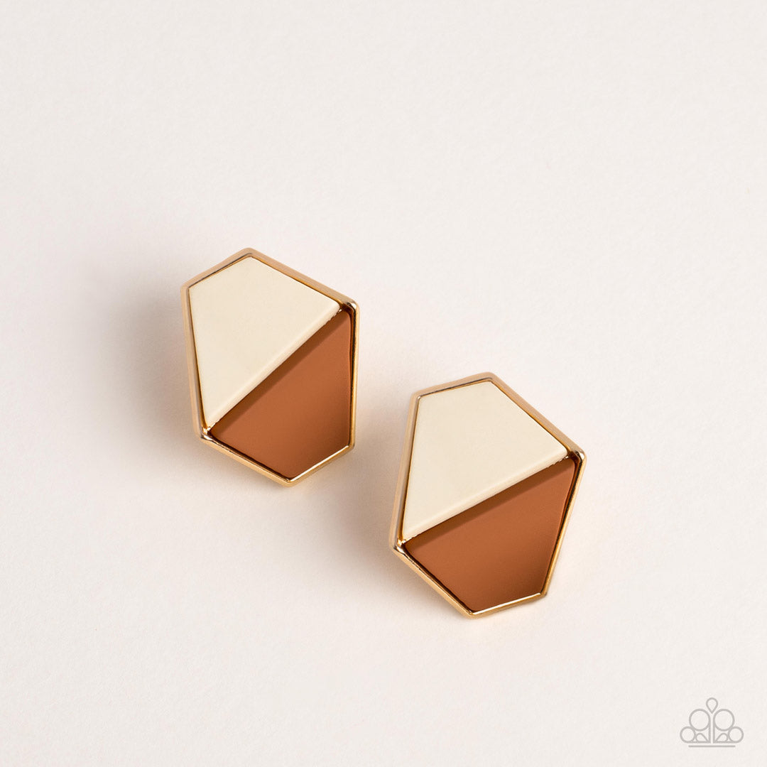 Generically Geometric - Brown - Paparazzi Earrings