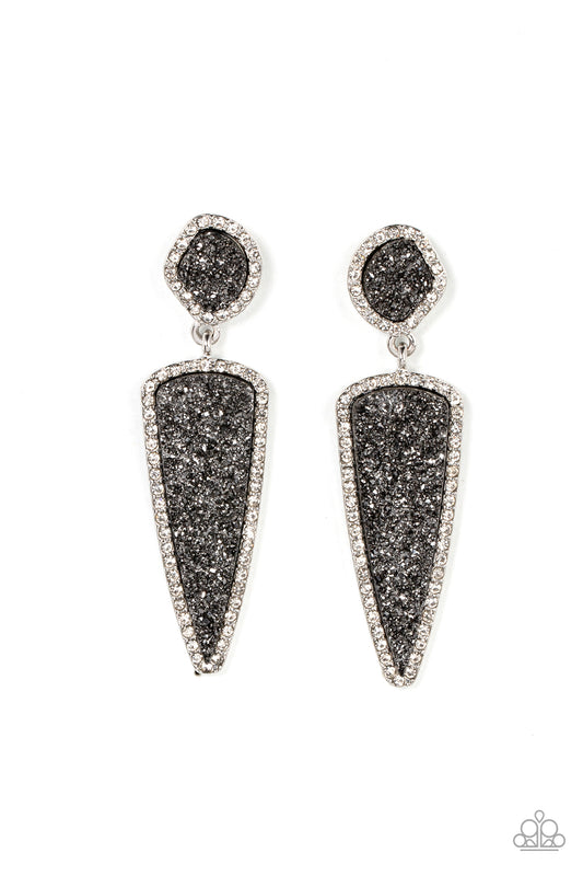 Druzy Desire - Silver - Paparazzi Earrings