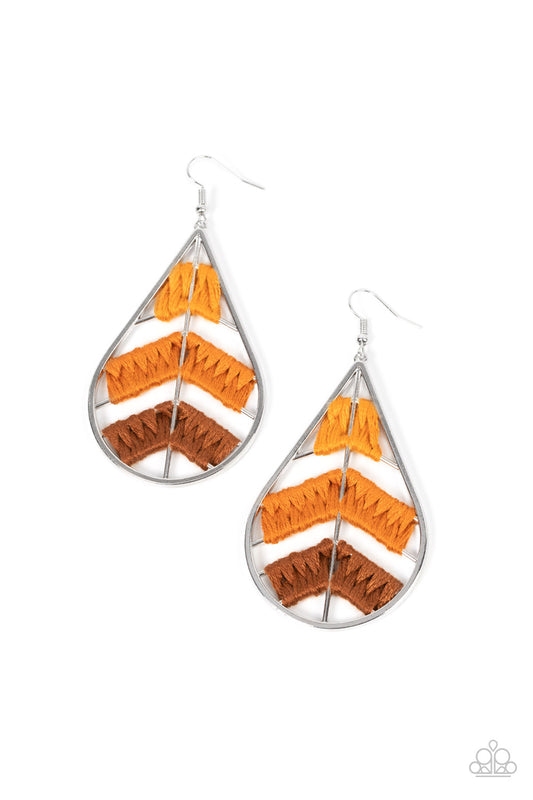 Nice Threads - Orange - Paparazzi Earrings