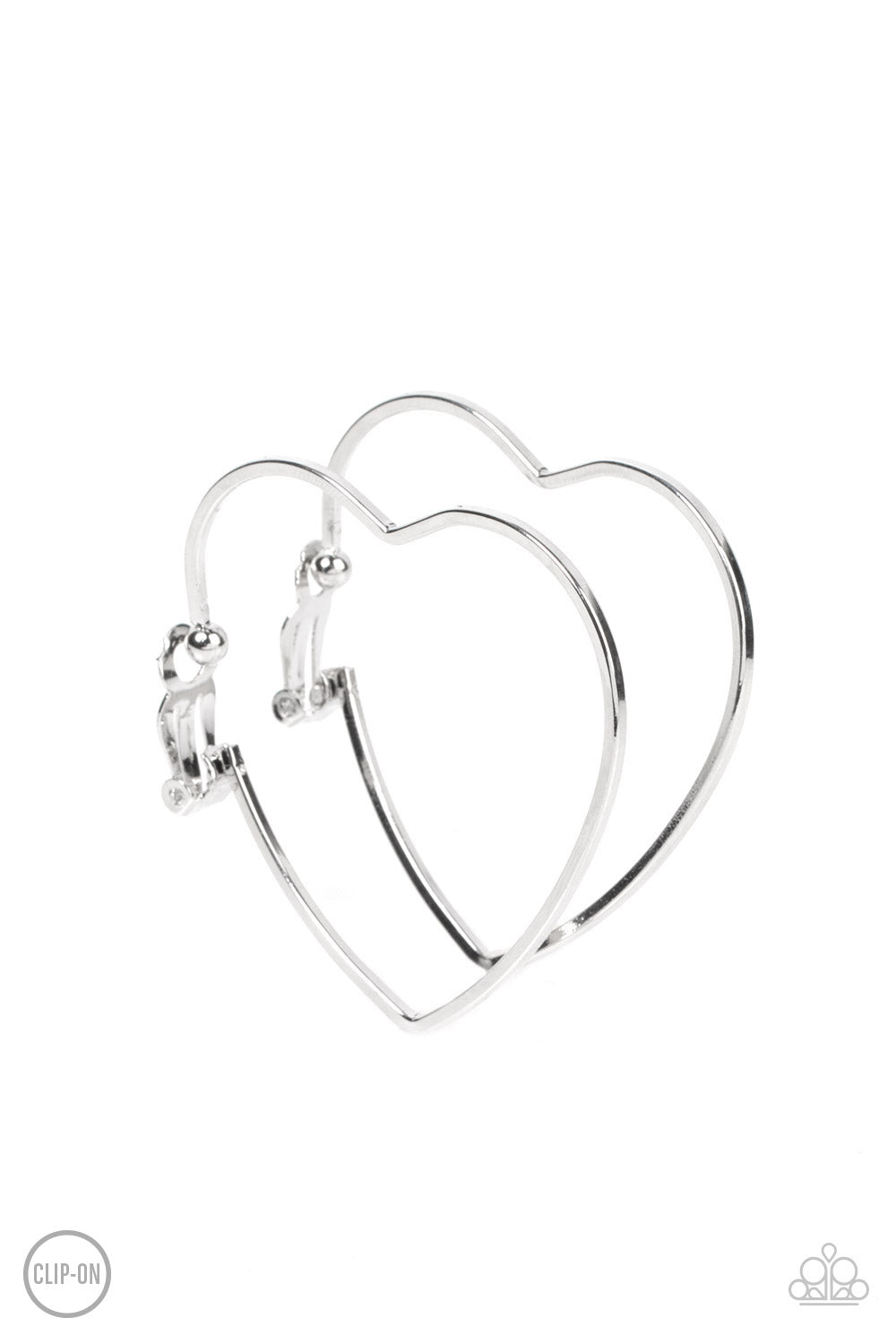 Harmonious Hearts - Silver - Paparazzi Clip On Earrings