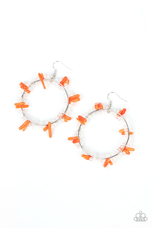 Ocean Surf - Orange - Paparazzi Earrings