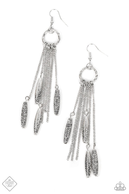 Thrifty Tassel - Silver - Paparazzi Earrings