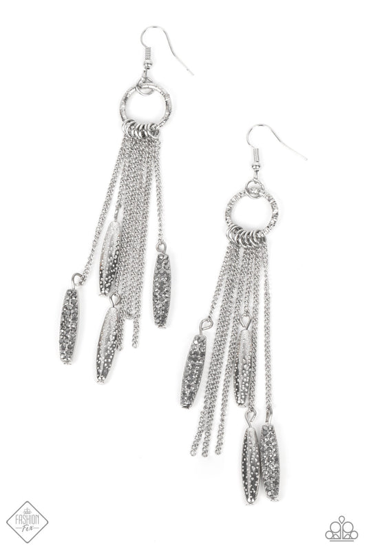 Thrifty Tassel - Silver - Paparazzi Earrings