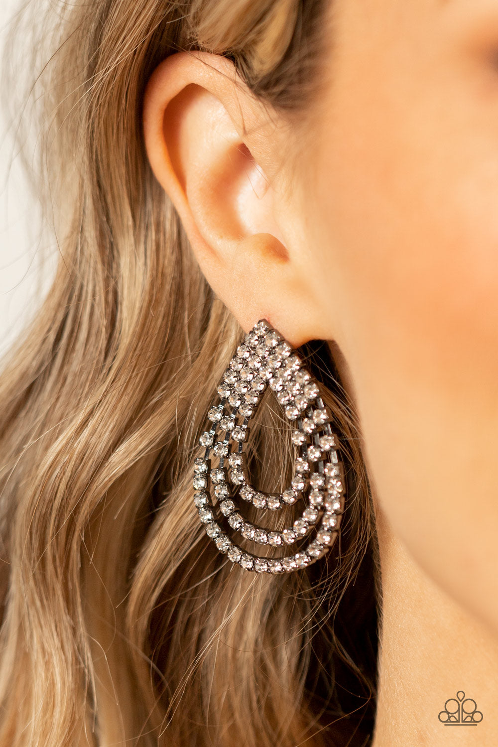 Take a POWER Stance - Black - Paparazzi Earrings