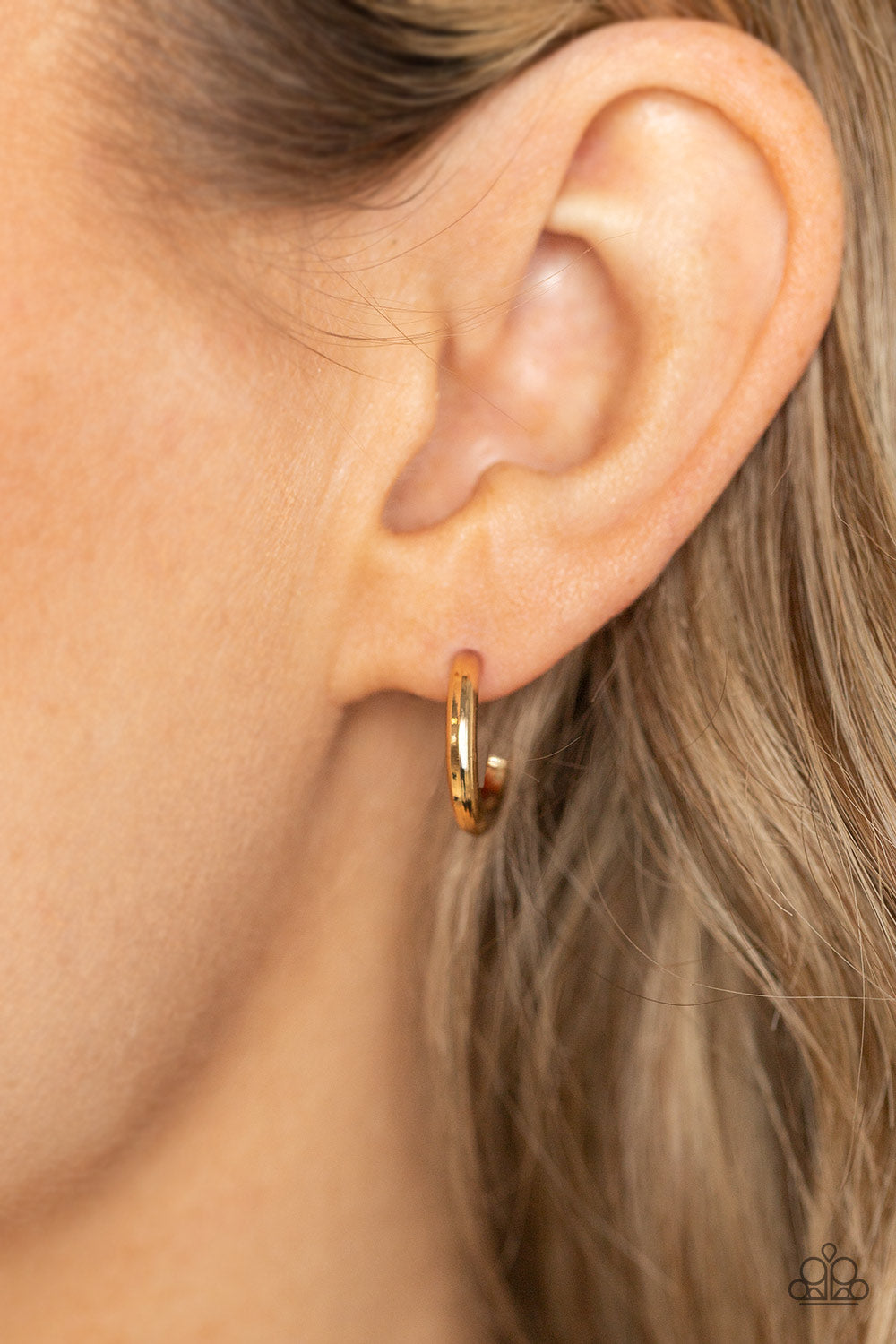 Small-Scale Shimmer - Gold - Paparazzi Hoop Earrings