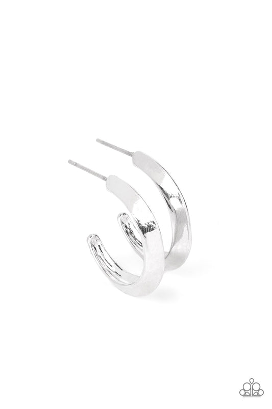 BEVEL Up - Silver - Paparazzi Earrings