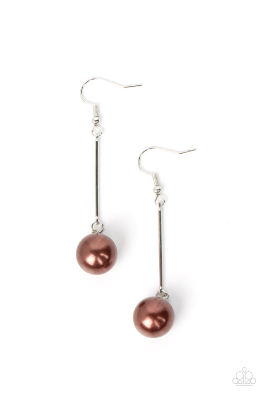 Pearl Redux - Brown - Paparazzi Earrings