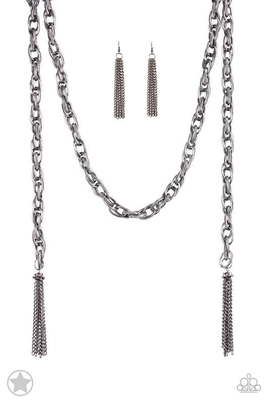 Scarfed for Attention - Black - Paparazzi Necklace