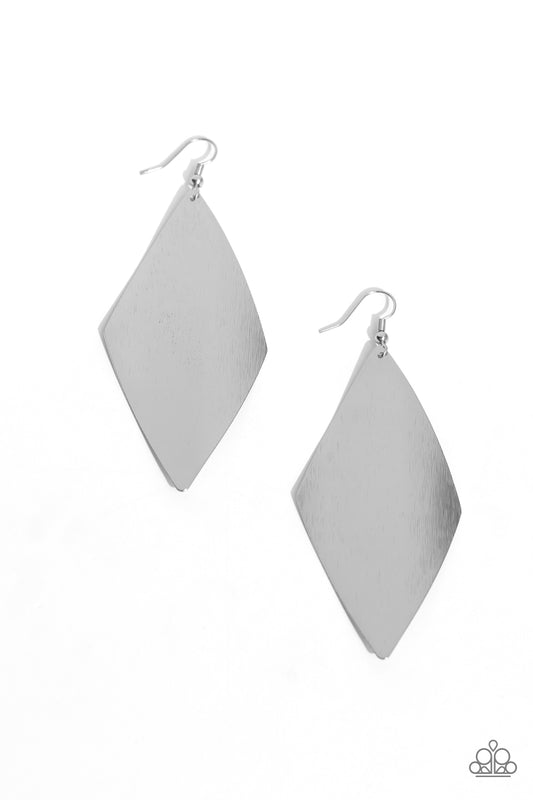 Retro Rally - Silver - Paparazzi Earrings