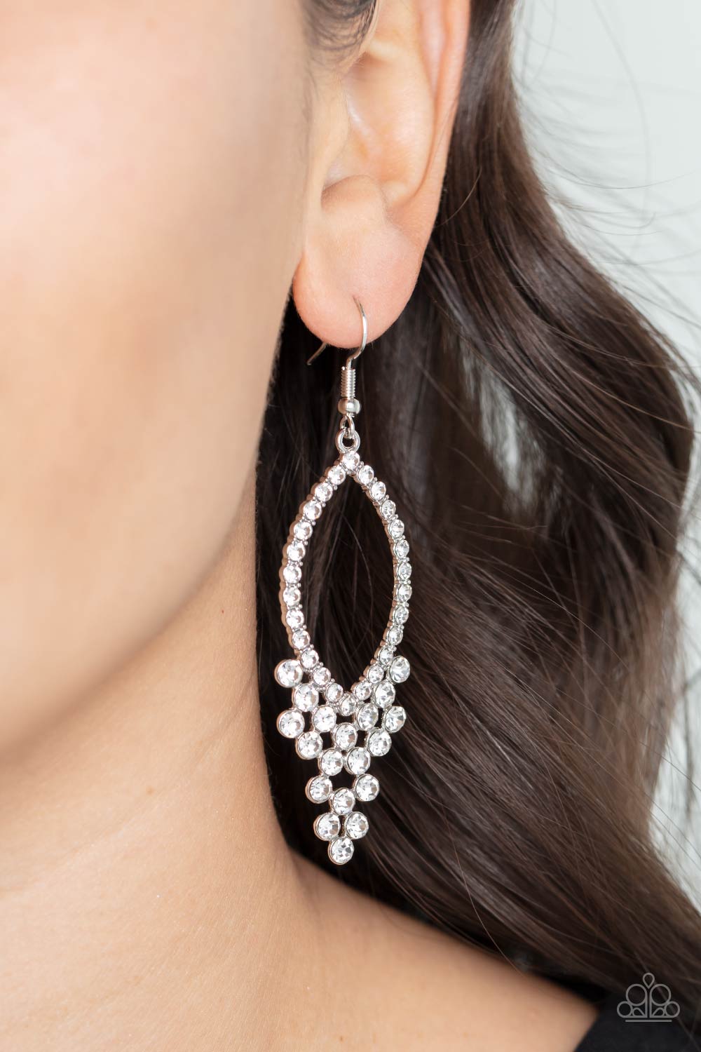 GLOWING off the Deep End - White - Paparazzi Earrings