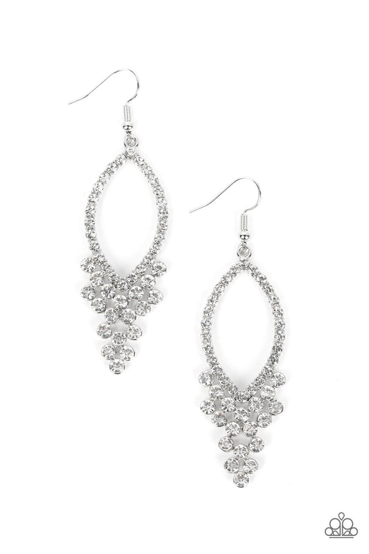 GLOWING off the Deep End - White - Paparazzi Earrings