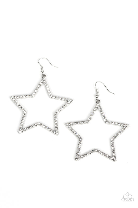 Supernova Sparkle - White - Paparazzi Earrings