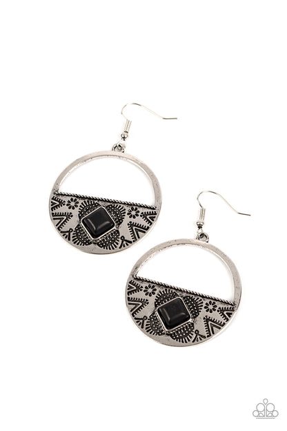 Sandstone Prairie - Black - Paparazzi Earrings