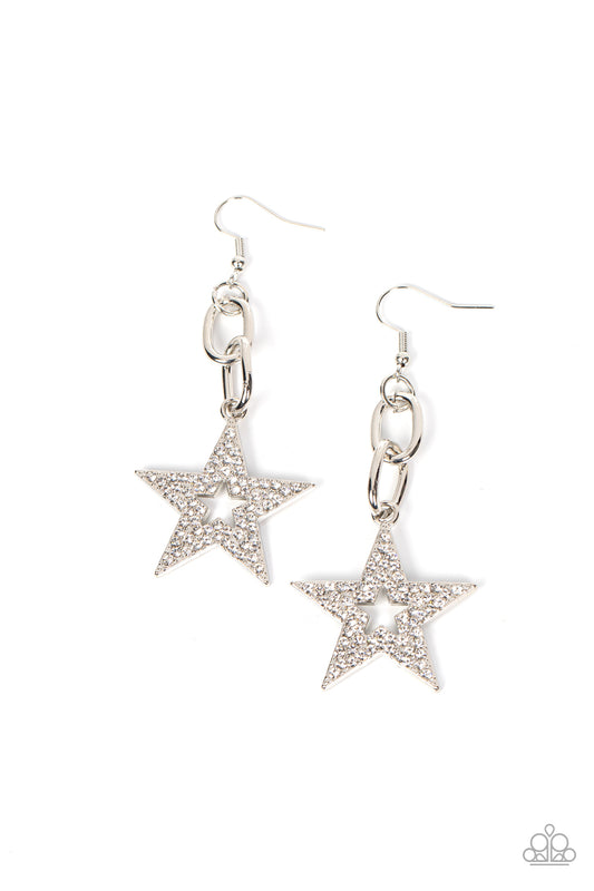 Cosmic Celebrity - White - Paparazzi Earrings
