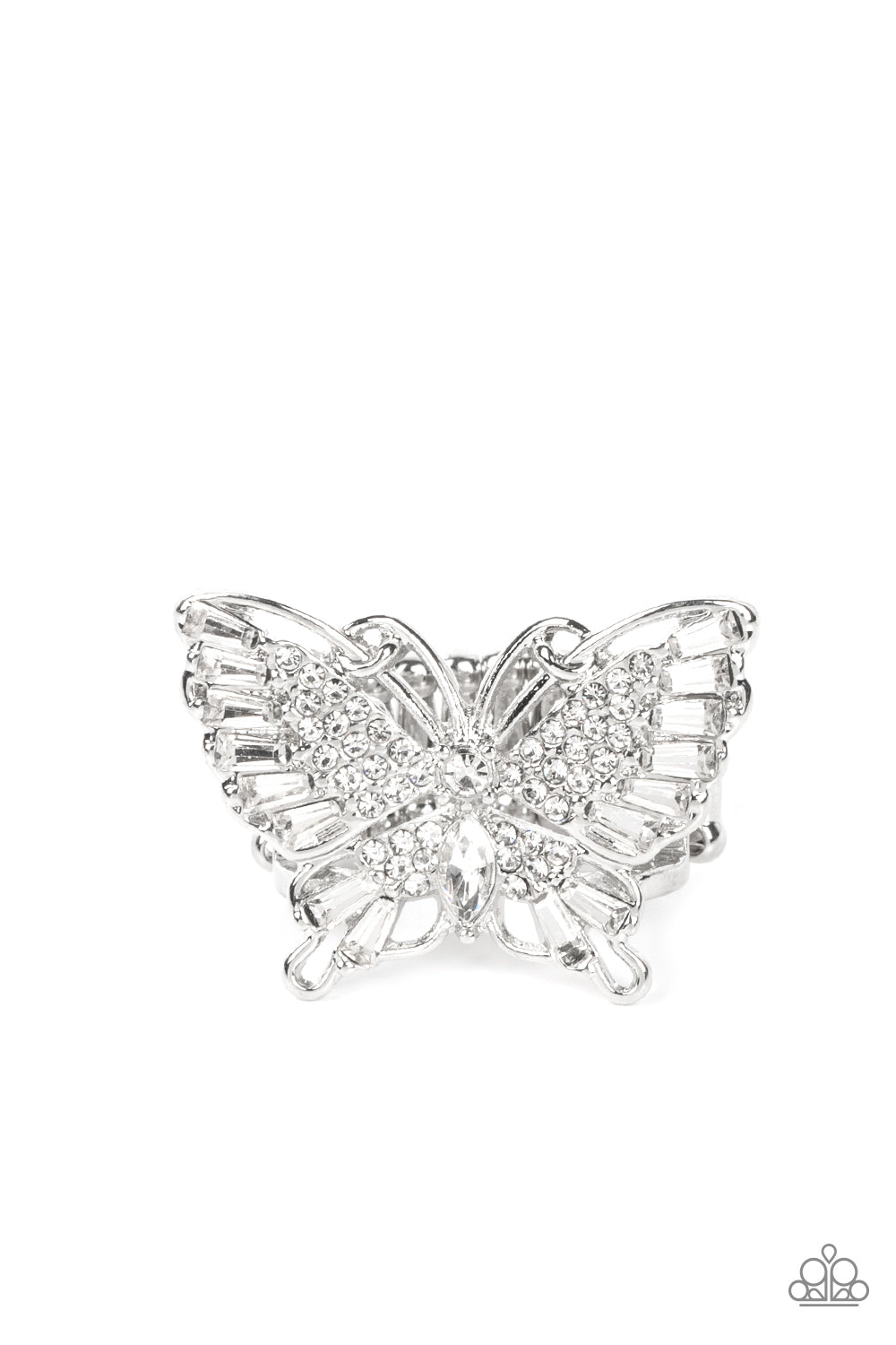 Fearless Flutter - White - Paparazzi Ring