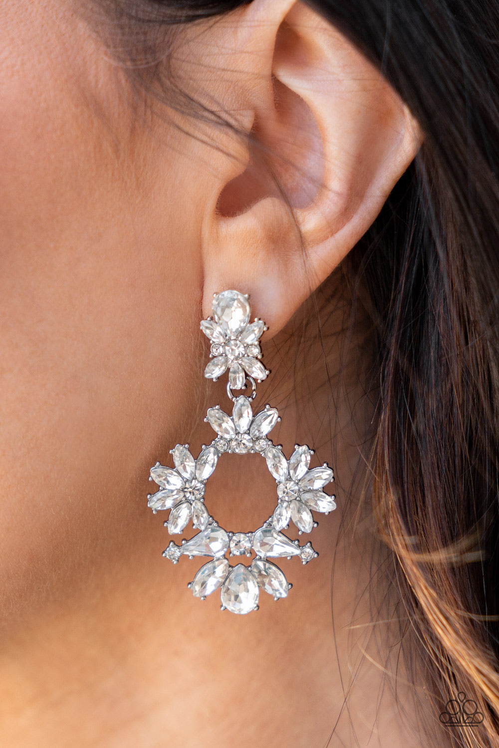 Leave them Speechless - White - Paparazzi Earrings