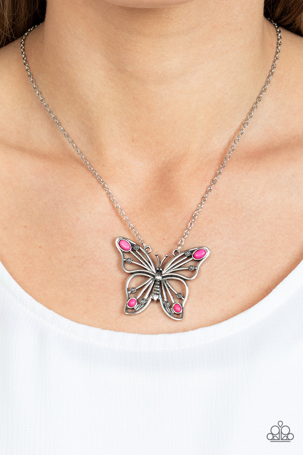 Badlands Butterfly - Pink - Paparazzi Necklace