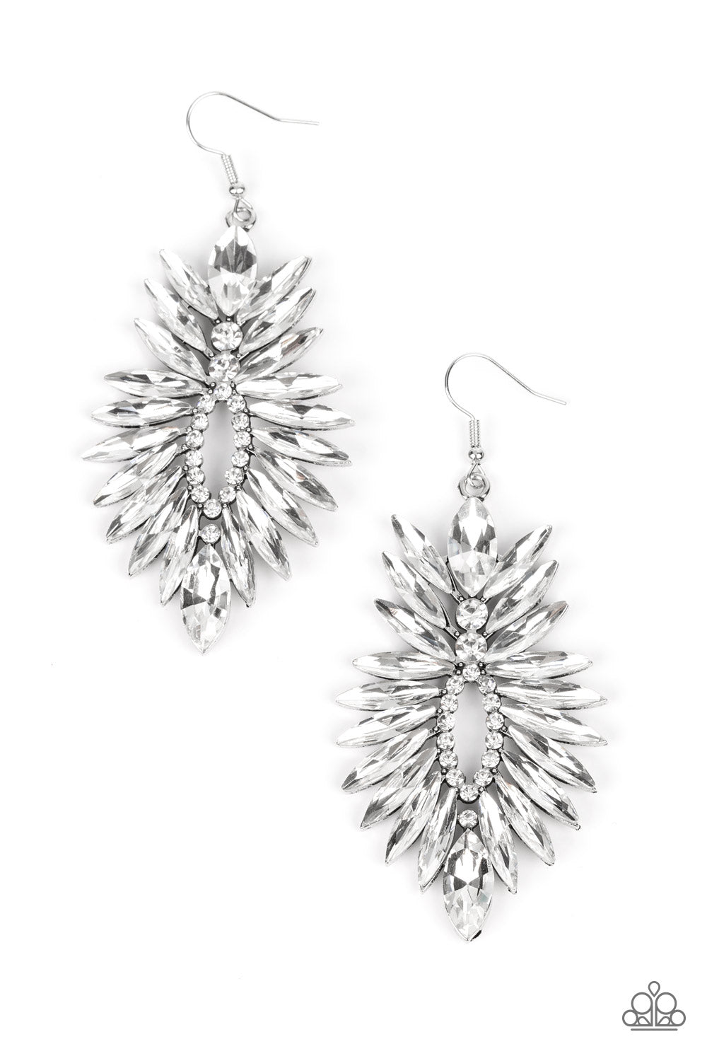 Turn up the Luxe - White - Paparazzi Earrings (October 2022 Life of Party)