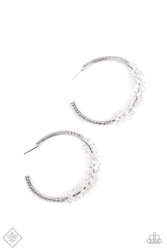 Bubble-Bursting Bling - White - Paparazzi Earrings