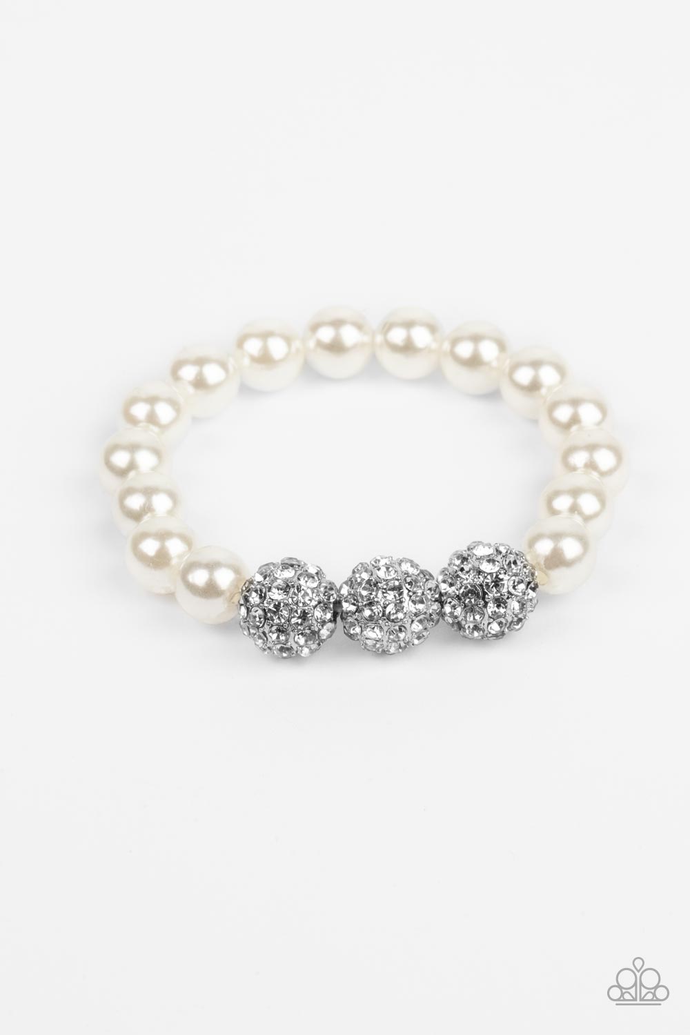 Breathtaking Ball - White - Paparazzi Bracelet