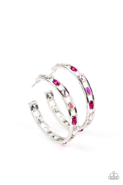 The Gem Fairy - Pink - Paparazzi Hoop Earrings - (2023 February Life of the Party)