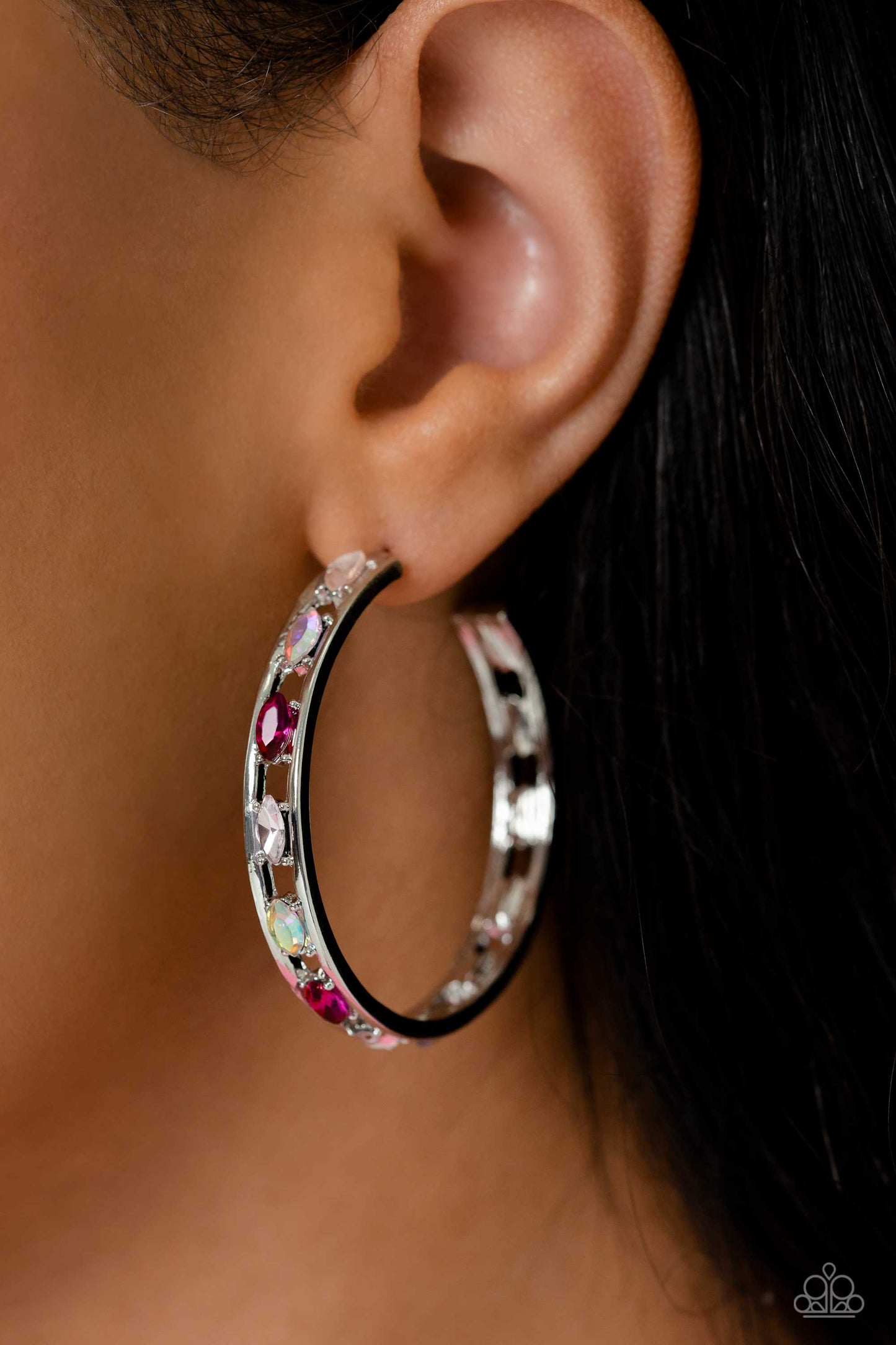 The Gem Fairy - Pink - Paparazzi Hoop Earrings - (2023 February Life of the Party)