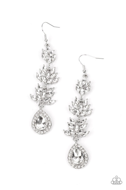 Water Lily Whimsy - White - Paparazzi Earrings - (2023 February Life of the Party)