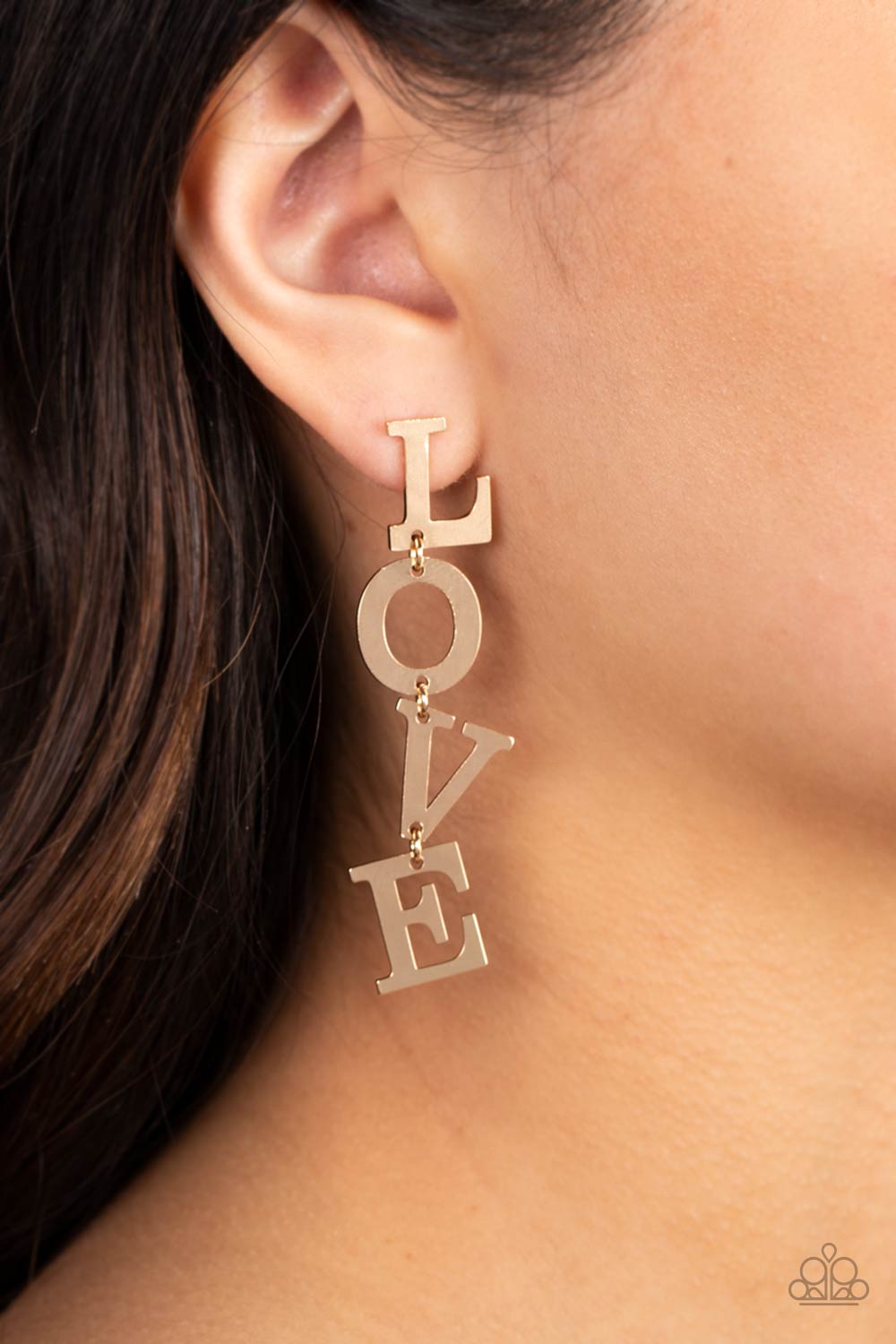 L-O-V-E - Gold - Paparazzi Earrings