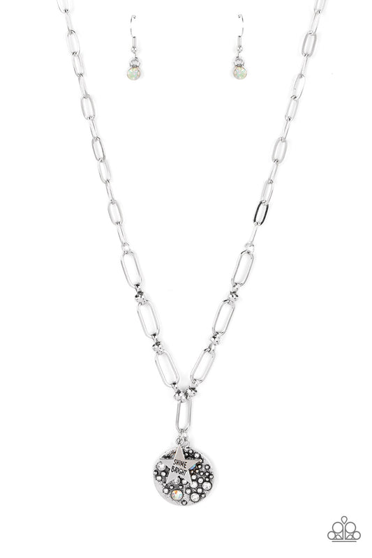 Stardust Saucer - White - Paparazzi Necklace