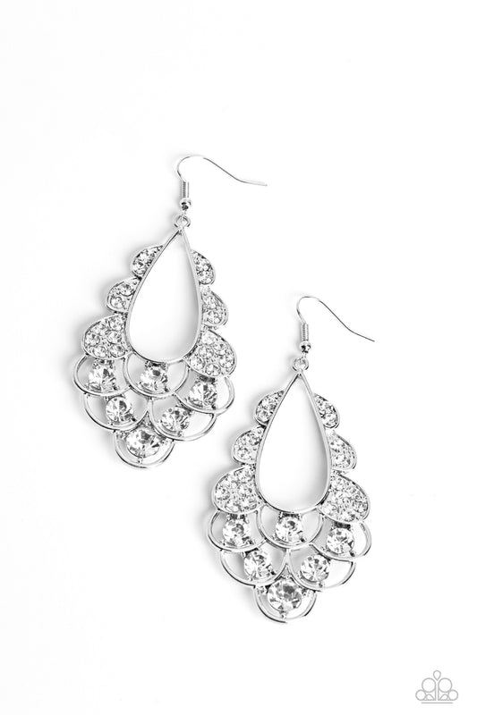 Majestic Masquerade - White - Paparazzi Earrings