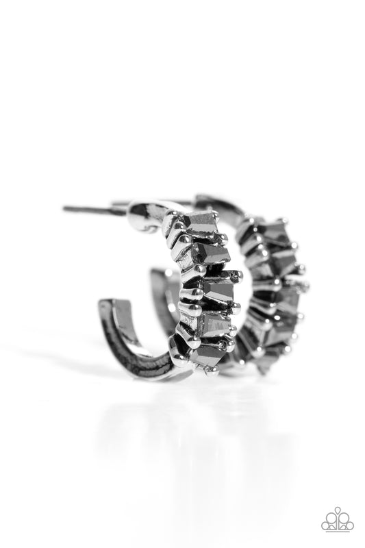 Rugged Rockstar - Silver - Paparazzi Mini Hoop Earrings