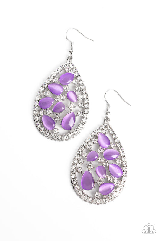 Cats Eye Class - Purple - Paparazzi Earrings