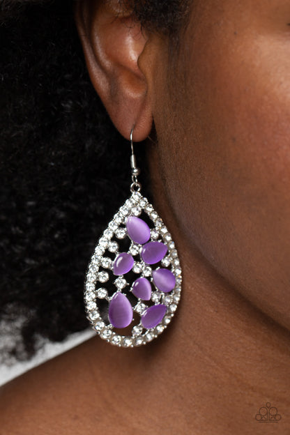 Cats Eye Class - Purple - Paparazzi Earrings