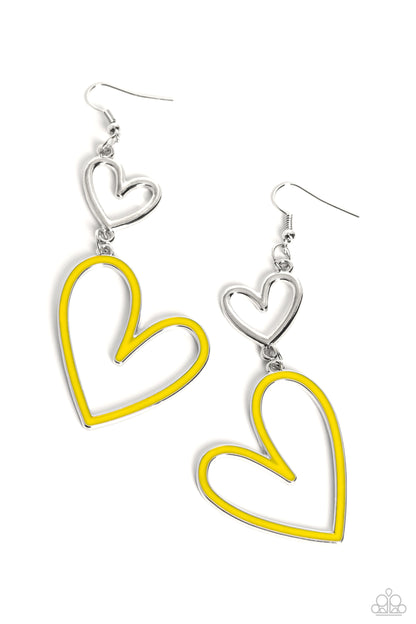 Coming Pristine Pizzazz - Yellow - Paparazzi Earrings