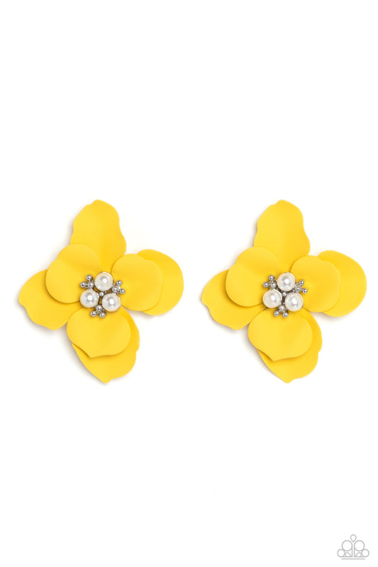 Jovial Jasmine - Yellow - Paparazzi Earrings