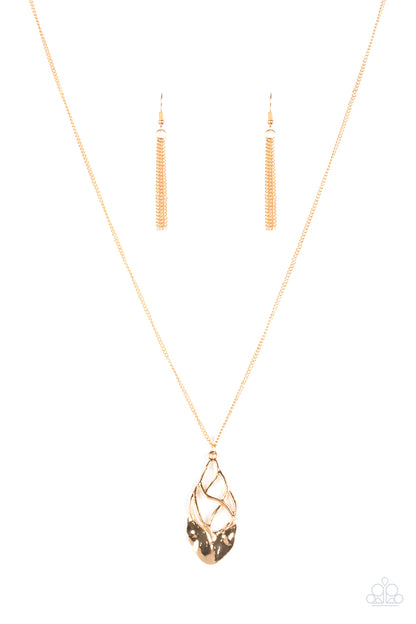 Swank Bank - Gold Necklace and Super Swanky - Gold - Paparazzi Earrings Paparazzi Set