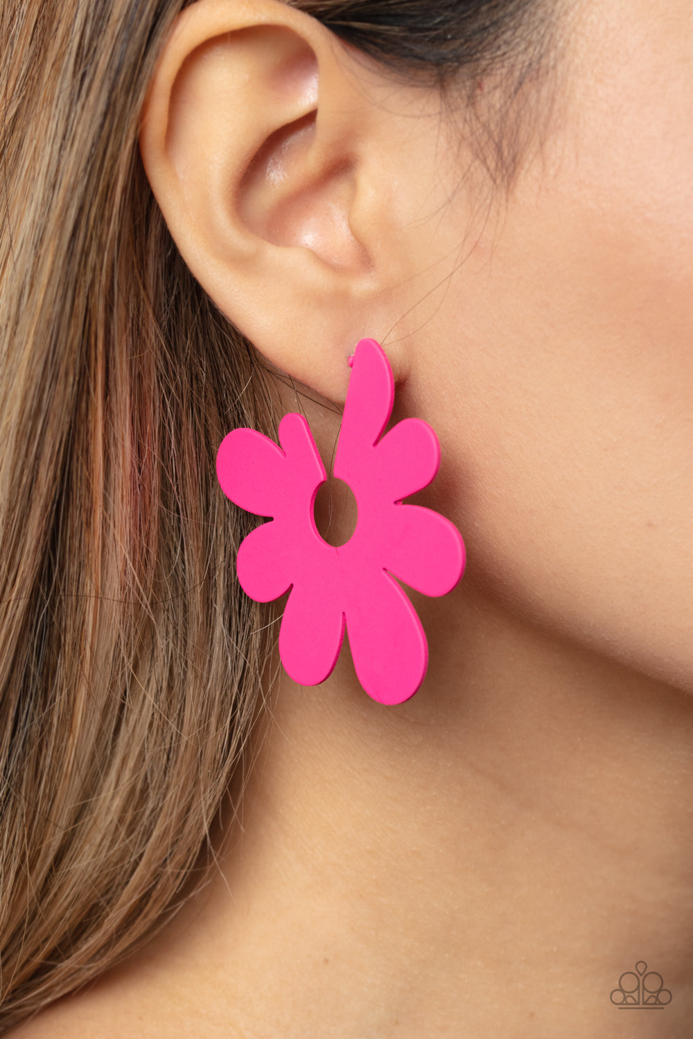 Flower Power Fantasy - Pink - Paparazzi Earrings