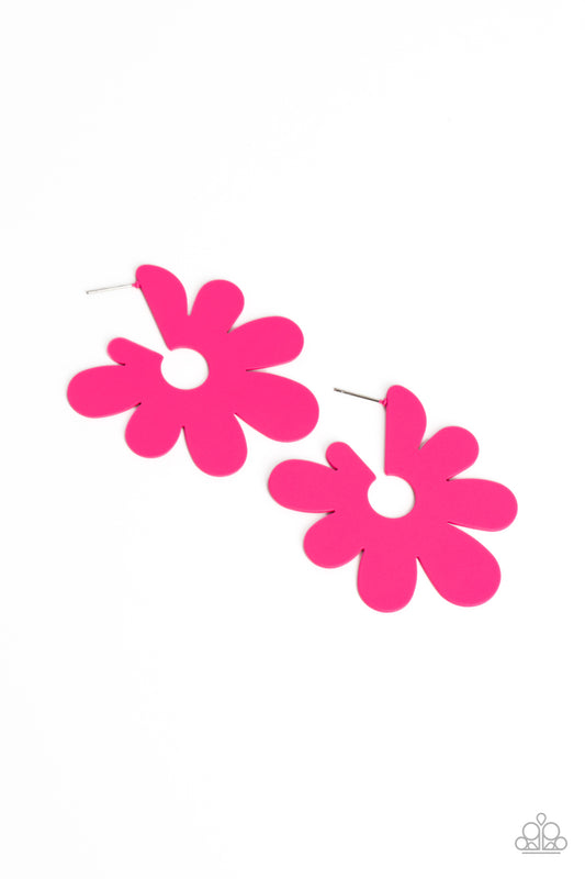 Flower Power Fantasy - Pink - Paparazzi Earrings