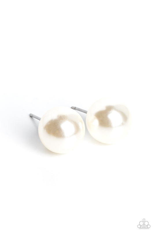 Debutante Details - White- Paparazzi Earrings